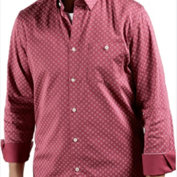 Ted Baker MENS PINK GEOMETRIC FLORAL PRINT STRETCH COTTON SHIRT in pink size 4/L - Picture 11 of 11